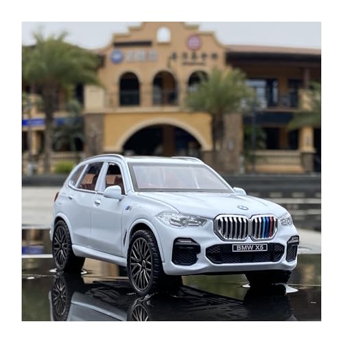 YRXIAO Metall-Automodelle bausatz 1 32 Simulation BMW X5 Druckguss Automodell SUV Geländewagen Metallmodellauto Mit Lichtern Pull Back Spielzeugauto Für Wohndekorationen(White) von YRXIAO