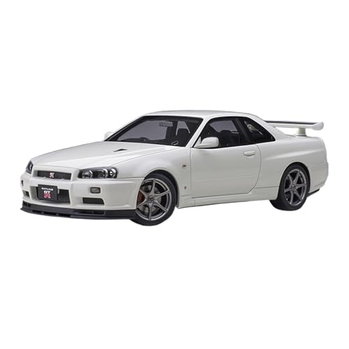 YRXIAO Metall-Automodelle bausatz 1:18 Für Nissan Skyline GT R34 V-Spec Automodell Casting Fahrzeugsammlung Themenparty Dekoration Für Wohndekorationen(White) von YRXIAO