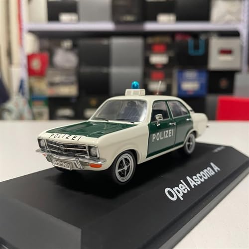 YRXIAO Metall-Automodelle bausatz Für Opel Ascona A 1.6 SR 1974, deutsches Polizeiauto, Legierungsserienmodell, statisches Hobbymodell im Maßstab 1 43 Für Wohndekorationen von YRXIAO
