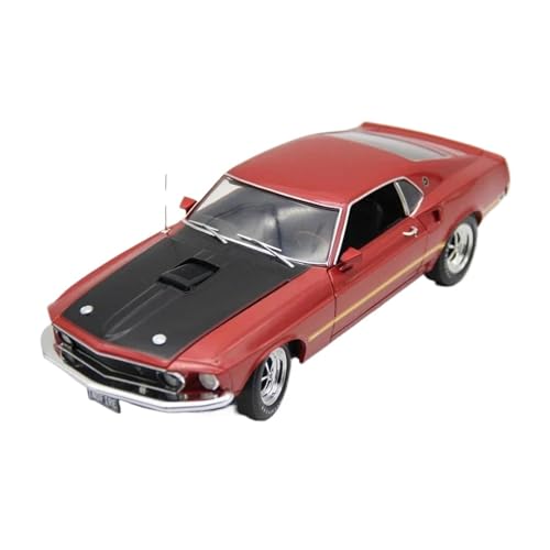 YRXIAO Metall-Automodelle bausatz Maßstab 1:18 Für Ford Mustang Mach 1 1969 Druckgusslegierung Klassisches Modell Hobby Display Collection Blau Rot Für Wohndekorationen(Red) von YRXIAO