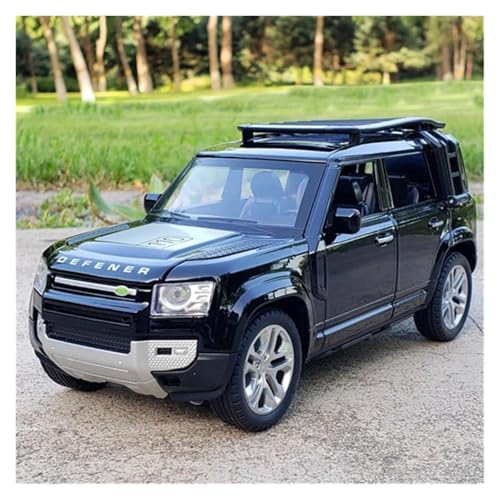YRXIAO Metall-Automodelle bausatz Modell Im Maßstab 1 24 Für Defender SUV Spielzeug-Geländewagen Aus Metalldruckguss Automodell Mit Ton Und Licht Für Wohndekorationen(Schwarz) von YRXIAO