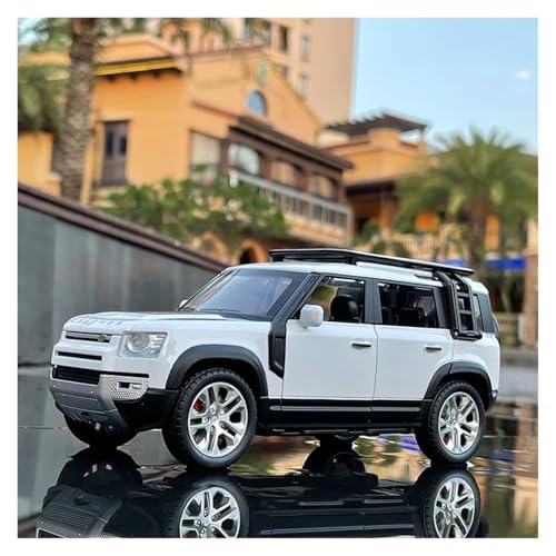 YRXIAO Metall-Automodelle bausatz Modell Im Maßstab 1 24 Für Defender SUV Spielzeug-Geländewagen Aus Metalldruckguss Automodell Mit Ton Und Licht Für Wohndekorationen(White) von YRXIAO