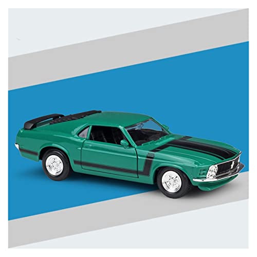 YRXIAO Modellbausatz Auto 1 24 1970 Für Ford Mustang Boss 302 Sportwagenmodell Statische Druckgussfahrzeuge Sammlergeschenk-Display Für Wohndekorationen(Grün) von YRXIAO