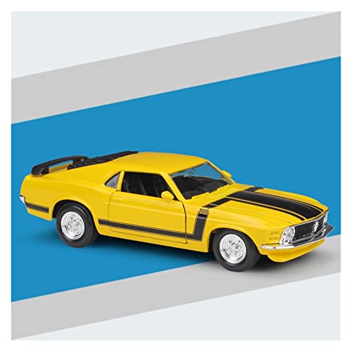 YRXIAO Modellbausatz Auto 1 24 1970 Für Ford Mustang Boss 302 Sportwagenmodell Statische Druckgussfahrzeuge Sammlergeschenk-Display Für Wohndekorationen(Yellow) von YRXIAO