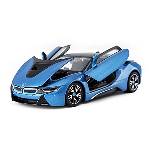 YRXIAO Modellbausatz Auto 1 24 Für BMW I8 Supercar Legierung Automodell Diecast Crafts Decoration Collection Für Wohndekorationen(Blau) von YRXIAO