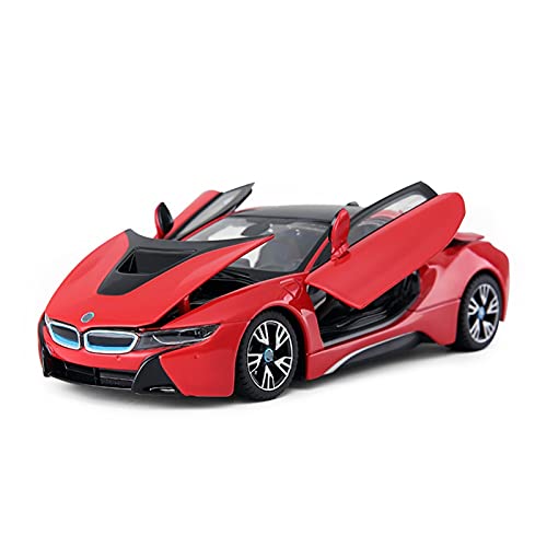 YRXIAO Modellbausatz Auto 1 24 Für BMW I8 Supercar Legierung Automodell Diecast Crafts Decoration Collection Für Wohndekorationen(Rot) von YRXIAO