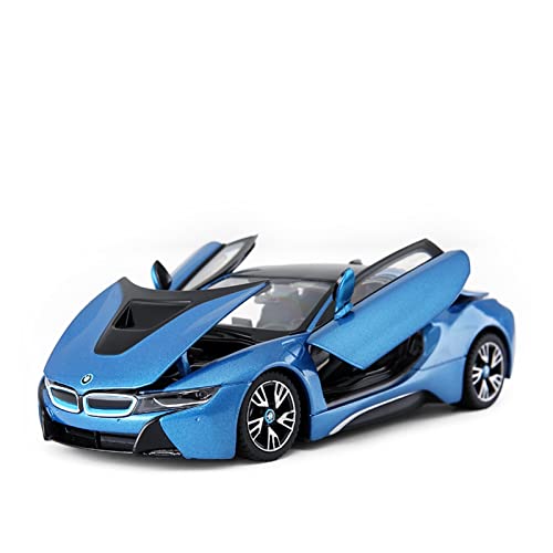YRXIAO Modellbausatz Auto 1 24 for BMW I8 Druckgusslegierung Automodell Dekoration Abnehmbares Kinderspielzeug Für Wohndekorationen(Blau) von YRXIAO
