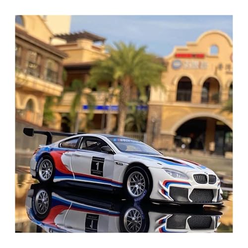 YRXIAO Modellbausatz Auto 1 32 Für BMW M6 GT3 Le Mans Sport Rennwagen Modell Spielzeug Druckguss Metall Legierung Miniatur Modell Für Wohndekorationen(White) von YRXIAO