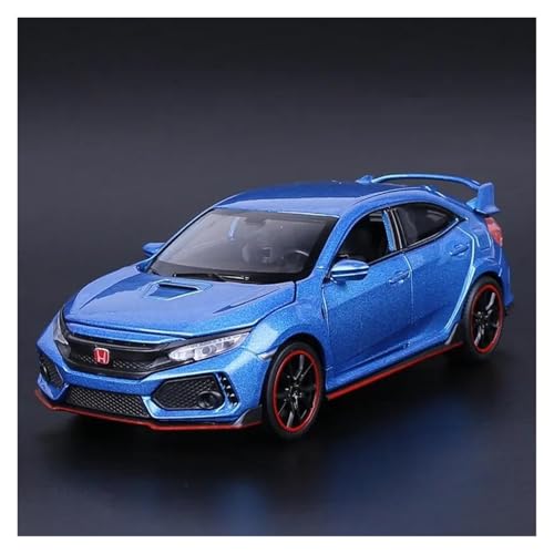 YRXIAO Modellbausatz Auto 1 32 Für Honda Civic Type-R Metall Spielzeugauto Automodell Sound Und Licht Pull Back Auto Geschenk Für Wohndekorationen(Blau) von YRXIAO
