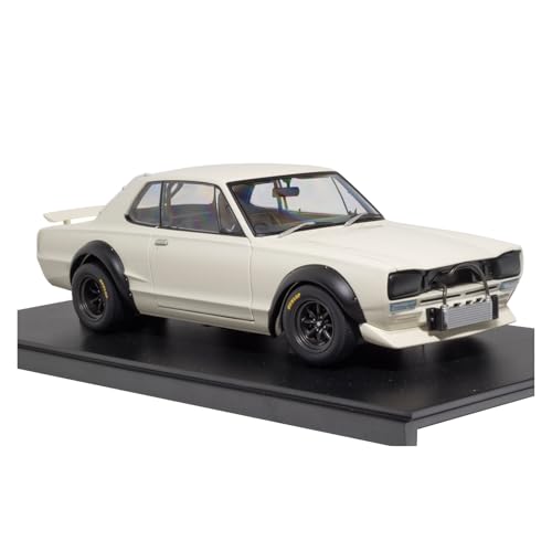 YRXIAO Modellbausatz Auto 1:18 Für Nissan GTR Skyline KPGC10 Racing 1972 Druckguss-Legierung Automodell Statisches Display Automodell Weiß Für Wohndekorationen von YRXIAO