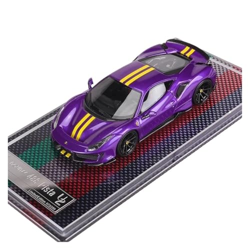 YRXIAO Modellbausatz Auto 1:64 Für Ferrari 488 Pista Auto Harz Automodell Gedenklegierung Automodell Special Edition Legierung Automodelle Für Wohndekorationen(Purple) von YRXIAO