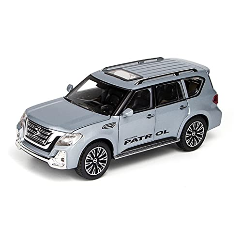 YRXIAO Modellbausatz Auto Für Nissan Patrol 1 24 Legierung Offroad-Automodellsimulation Diecast Sound- Und Lichtsammlung Kindergeschenk Für Wohndekorationen(Silber) von YRXIAO
