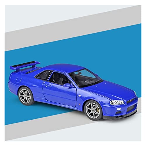 YRXIAO Modellbausatz Auto Für Nissan Skyline GTR R34 1 24 Legierung Sportwagen Modell Simulation Diecast Fahrzeugsammlung Dekoration Für Wohndekorationen(Blau) von YRXIAO