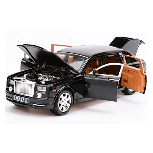 YRXIAO Modellbausatz Auto Für Rolls-Royce Phantom 1 24 Metall-Legierung Diecast Automodell Mit Sound-Licht Für Display-Ornamente Für Wohndekorationen(Schwarz) von YRXIAO