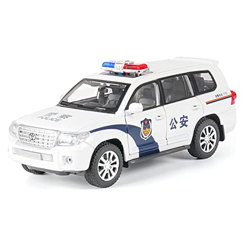 YRXIAO Modellbausatz Auto Für Toyota Land Cruiser Polizeiauto 1 24 Alloy Diecast Automodell Mit Sound Und Licht Für Erwachsenes Geschenk Für Wohndekorationen(White) von YRXIAO