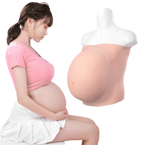 YRZGSAWJ Gefälschtes Schwangerschaftsbauch Silikon Babybauch 6-9.monat Künstlicher silikon bauch schwanger für Fotografie Requisiten Leistung Werbung (Beige, L) von YRZGSAWJ