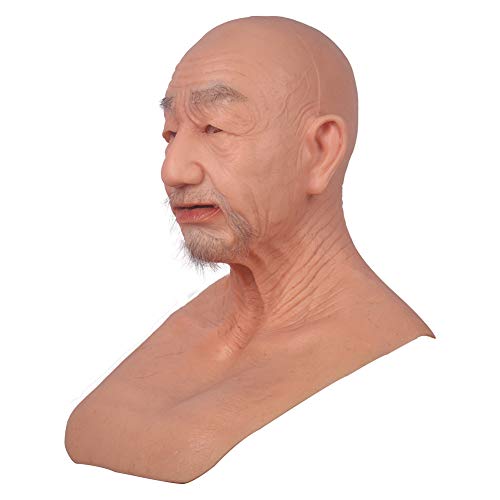 YRZGSAWJ Silikon Maske Männer Realistisch Männliche Altersmaskerade mit Bart für Crossdresser Cosplay Prank Halloween Maskerade (Color 2) von YRZGSAWJ