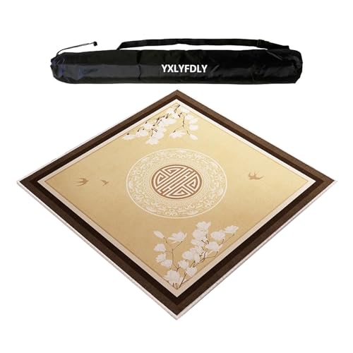 Mahjong Matte Quadratische Mahjongmatte Verdickte und schalldämpfende Mahjong-Tischdecke mit Tragetasche, Spielmatte für Mahjong, Poker, Kartenspiele, Brettspiele und Fliesen (Gold, 110cm/43.3in von YRthongXy