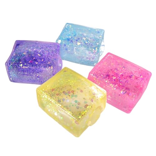4 Stück Stressbälle, Zappelspielzeug, Stofftiere, Spielzeug zum Stressabbau, Spielzeug zum Stressabbau, Würfelspielzeug, ideal für Erwachsene, Kinder (lila, rosa, gelb, blau) von YSDYY