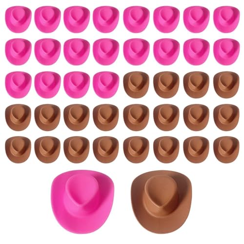 40 Stück Puppendekorationshüte, Mini-Spielzeug-Cowboyhüte, Miniatur-Cowboyhüte Aus Kunststoff, Kuchendekorationen, Puppenhausdekorationen, DIY-Dekorationen von YSJCHEBS