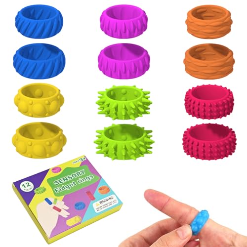 Sensorik Spielzeug Stress, Fidget Ring Toys Anti Stress Spielzeug Sensorischen Ringe Pack, Texturen Silikon Fidget Sensory Rings für Kinder Erwachsene Büroangestellte zur Reduzierung von Stressangst Sensorik Spielzeug Stress, Fidget Ring Toys Anti Stress Spielzeug Sensorischen Ringe Pack, Texturen Silikon Fidget Sensory Rings für Kinder Erwachsene Büroangestellte zur Reduzierung von Stressangst von YSTJKD