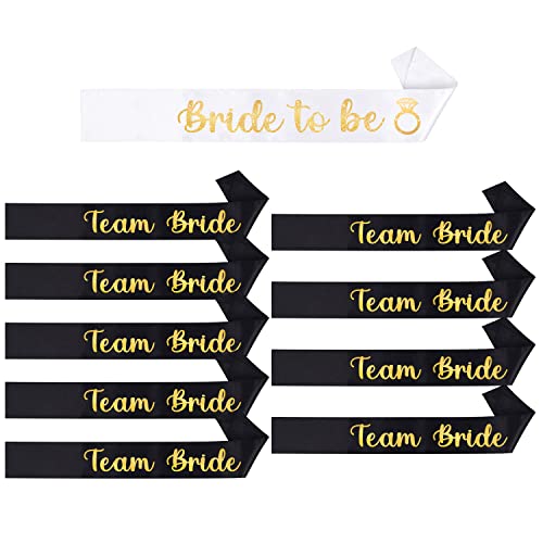 YSUVIN JGA Schärpe Set, 10 Stück Junggesellenabschied schärpe mit 1 Bride to Be und 9 Team Bride Schärpe, JGA Accessoires Frauen für Hochzeit, Bachelorette, Brautparty, Brautaccessoires von YSUVIN