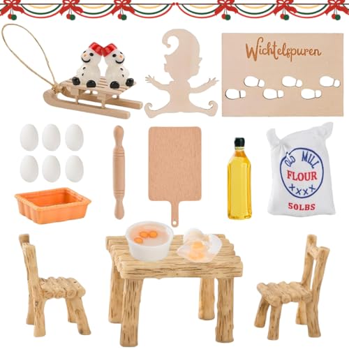 Miniatur Wichtel Zubehör Backset, Wichtel Schablone Fußabdrücke Miniatur Deko Tisch und Stühle Restaurant, Puppenhaus Zubehör Backen Wichtel Zubehör Küche Wichteltür Zubehör Deko Weihnachten 1/12 Miniatur Wichtel Zubehör Backset, Wichtel Schablone Fußabdrücke Miniatur Deko Tisch und Stühle Restaurant, Puppenhaus Zubehör Backen Wichtel Zubehör Küche Wichteltür Zubehör Deko Weihnachten 1/12 von YSYZM
