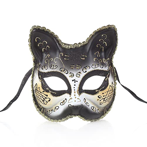 YT Electric Karnevalsmaske, Cartoon Big Cat Maskerade Halbgesichtsmaske für Halloween, Party, Spaß, Fasching, Karneval in Rio - Big Cat Black von YT Electric
