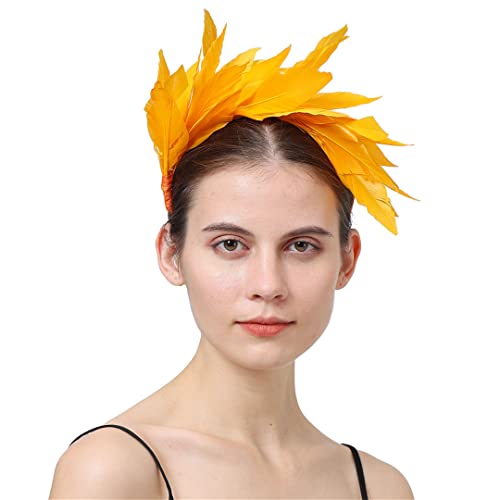 YTBHSHXZ， Ausgefallene Federn Hochzeit Braut Kopfbedeckung Rennen Party Frauen Haar Zubehör Cocktail Fascinator(As Picture) von YTBHSHXZ