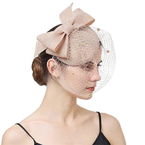 YTBHSHXZ， Braut Hochzeit Kopfbedeckung Kopfschmuck Haarspange Cocktail Fascinator Hut for Frauen Haarschmuck Schleier(Emerald GN) von YTBHSHXZ