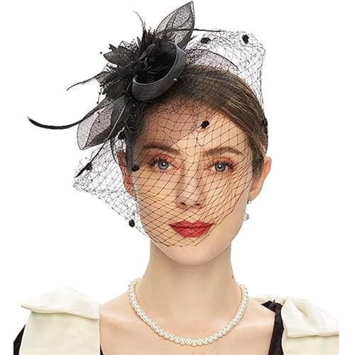 YTBHSHXZ， Damen Fascinator Hut Blume Mesh Feder Haar Clip Tanz Bankett Kopfschmuck Bowler Hut(Colour 2) von YTBHSHXZ