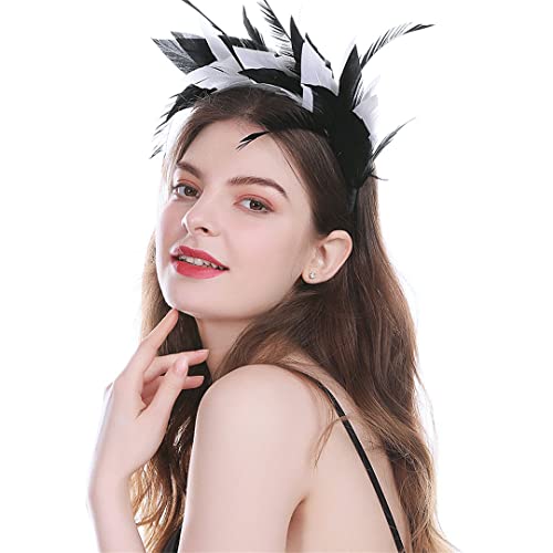 YTBHSHXZ， Fascinator Federn Stirnband Solide Braut Haar Zubehör Feder Cocktail Haar Band Kopfbedeckungen(MULTI) von YTBHSHXZ