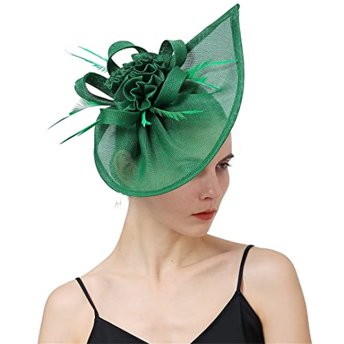 YTBHSHXZ， Fascinator Hochzeit Hut Frauen Hut Stirnband Cocktail Tee Party Chapeau Kappe Haar Clip Kopfbedeckungen(Yellow) von YTBHSHXZ