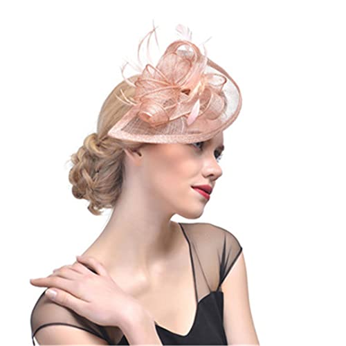 YTBHSHXZ， Fascinator Hüte for Hochzeit Frauen Clip Braut Haar Zubehör Cocktail Tea Party Headwear(Red) von YTBHSHXZ