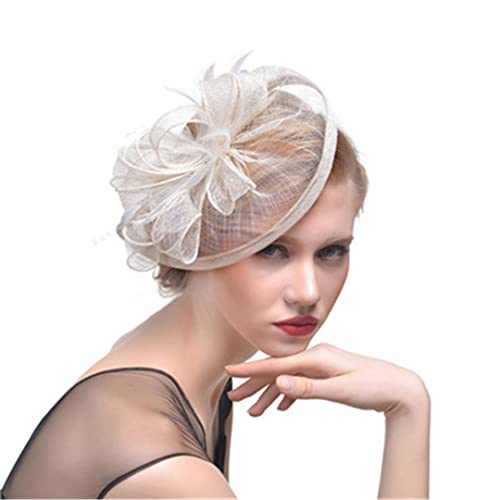 YTBHSHXZ， Fascinator Hüte for Hochzeit Frauen Clip Braut Haar Zubehör Cocktail Tea Party Headwear(White) von YTBHSHXZ