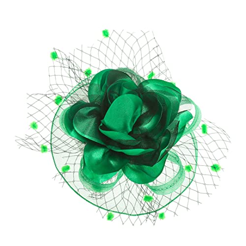 YTBHSHXZ， Fascinator Hut Clips Frauen Haar Zubehör Schleier Mit Kappe Clips Haarnadeln Cocktail Party Kopfbedeckungen(GN) von YTBHSHXZ