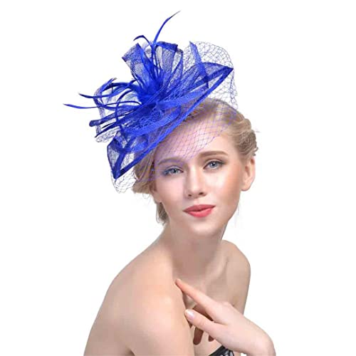 YTBHSHXZ， Fascinator Hut Feder Hochzeit Hüte for Frauen Kopfschmuck Braut Cocktail Tee Party Kopfbedeckungen(Rose) von YTBHSHXZ