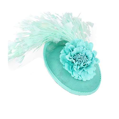 YTBHSHXZ， Fascinator Hut Frauen Haar Clip Federn Hochzeit Kopfschmuck Damen Cocktail Tee Party Kopfbedeckung(Red) von YTBHSHXZ
