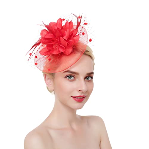 YTBHSHXZ， Feder Fascinator Stirnband Haar Clips Cocktail Solid Mesh for Frauen Haarnadeln Haar Band Kopfbedeckungen(GN) von YTBHSHXZ