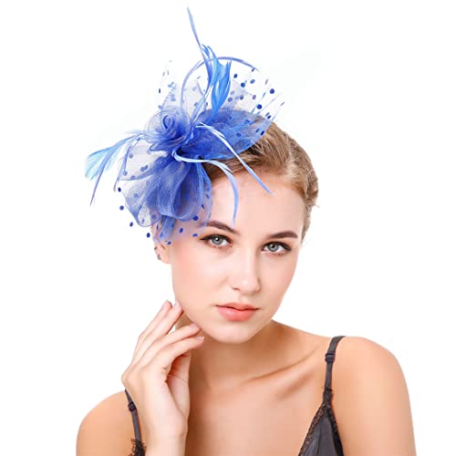 YTBHSHXZ， Federhut Mesh Kopfbedeckung Frauen Blumenbänder Stirnband Cocktail Tee Party Hochzeit Kirche Kopfbedeckung(Black) von YTBHSHXZ