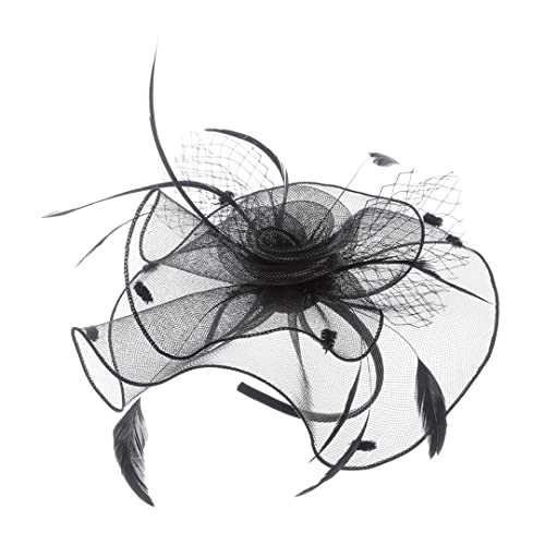 YTBHSHXZ， Federn Fascinator Hüte Mesh Blume Tee Party Weibliche Top Hut Cocktail Tee Party Kopfbedeckungen(Black) von YTBHSHXZ