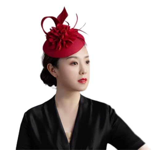 YTBHSHXZ， Frauen Braut Haarnadeln Damen Federn Fascinator Kirche Hut Hochzeit Cocktail Tee Party Kopfbedeckung(Black) von YTBHSHXZ