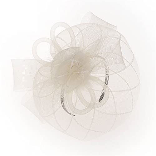 YTBHSHXZ， Frauen Fascinator Haar Clips Hohl Mit Spitze Cocktail Stirnband Haar Zubehör(White) von YTBHSHXZ