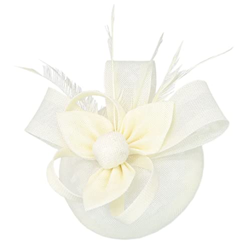 YTBHSHXZ， Frauen Haar Zubehör Hochzeit Braut Schleier Verziert Feder Fascinator Cocktail Party Kopfbedeckungen(Beige) von YTBHSHXZ