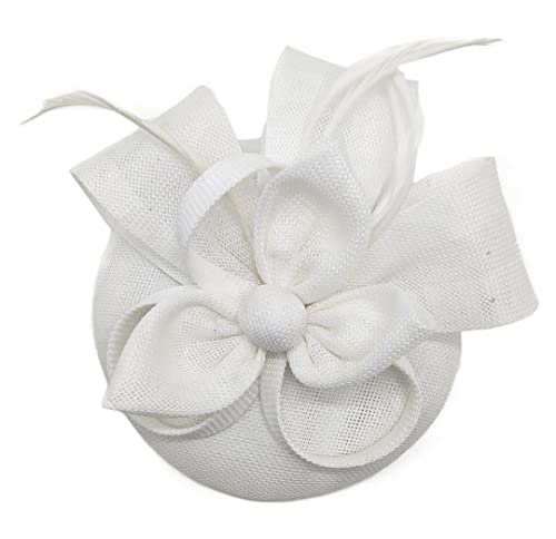 YTBHSHXZ， Frauen Haar Zubehör Hochzeit Braut Schleier Verziert Feder Fascinator Cocktail Party Kopfbedeckungen(White) von YTBHSHXZ