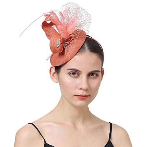 YTBHSHXZ， Hochzeit Kirche Fascinator Hut Frauen Party Kopfstück Damen Stirnband Haar Clip Tragen Headwear(White) von YTBHSHXZ