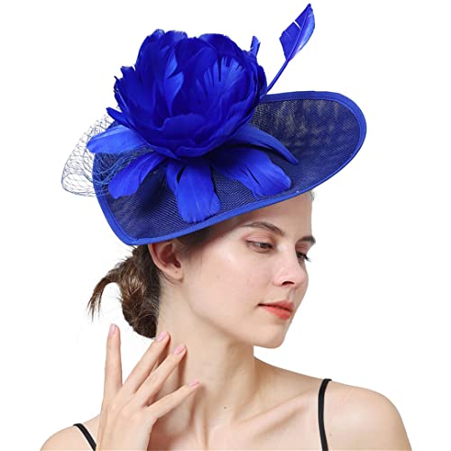 YTBHSHXZ， Hochzeit Schleier Fascinator Hut Braut Verheiratet Kopfstück Party Kirche Chapeau Feder Haar Zubehör(Grey) von YTBHSHXZ