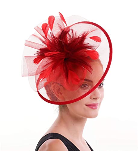 YTBHSHXZ， Hochzeiten Fascinator Hut Frauen Mesh Hochzeit Kopfbedeckung Braut Kopfschmuck Kirche Party Haar-Accessoire(Peach) von YTBHSHXZ