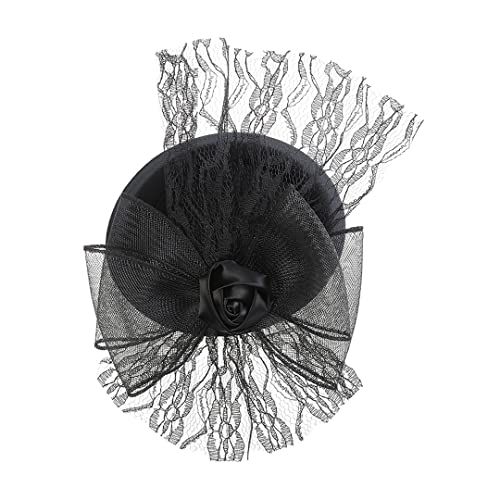 YTBHSHXZ， Mesh Federn Fascinator Hüte Haar Clip Frauen Top Hut Party Hut Vintage Haar Zubehör(A) von YTBHSHXZ