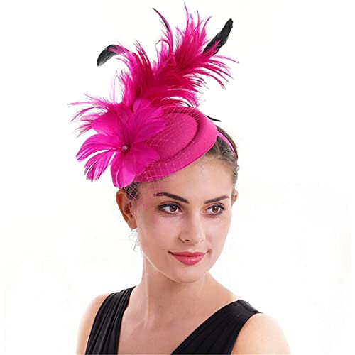YTBHSHXZ， Mesh Hochzeit Fascinator Hut Feder Kopfschmuck for Frauen Damen Kopfbedeckung Schleier Haar-Accessoires(GN) von YTBHSHXZ